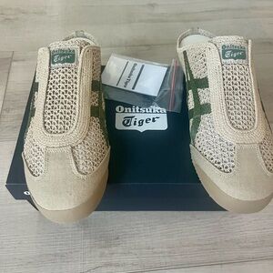 Onitsuka Tiger by Asics Beige and Green Athletic Shoes